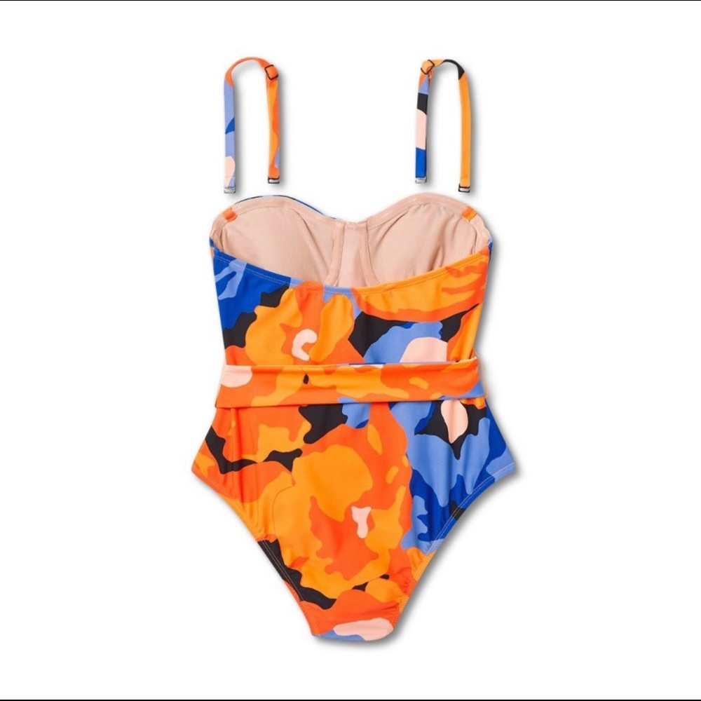 Tabitha Brown for target one piece strapless swimsuit Tropical print NWT - Picture 6 of 6